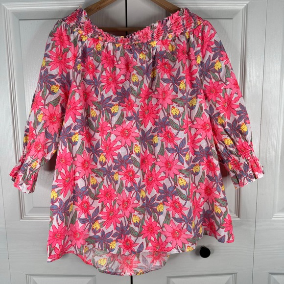 Women's Vineyard Vines Red Floral Print Top Size XL - Picture 5 of 8